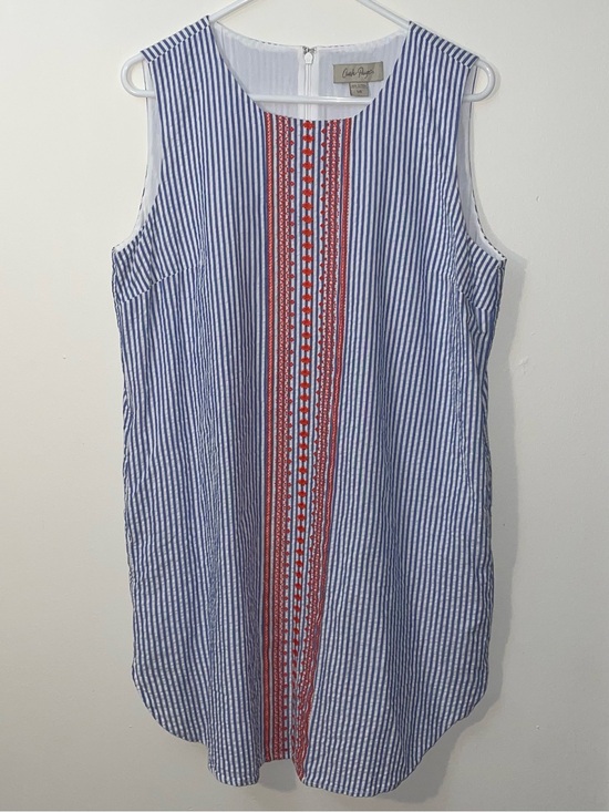 Charlie Paige Dresses & Skirts - Charlie Paige Women’s Striped Seersucker Boho Embroidered Shift Dress